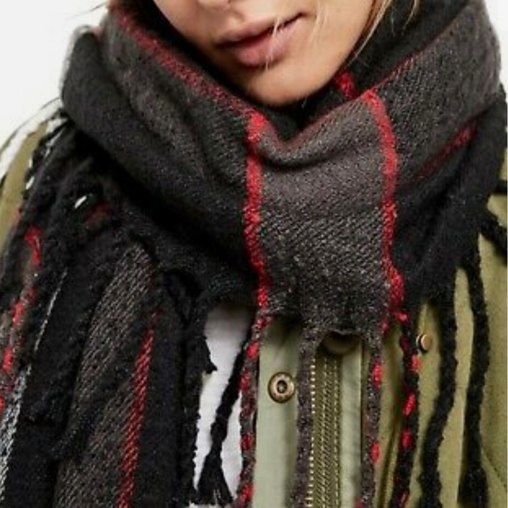 Free People Homecoming Plaid Blanket Scarf